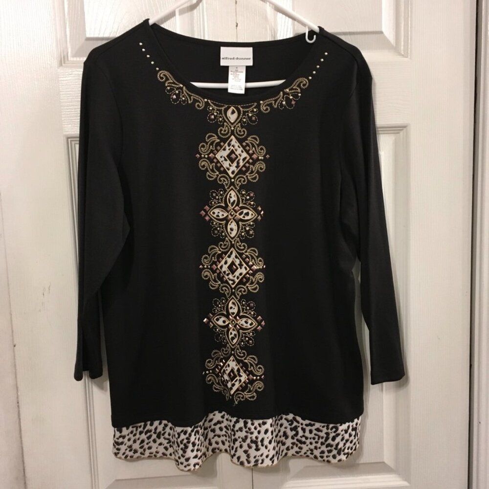 Alfred Dunner Embroidered Street Smart Blouse